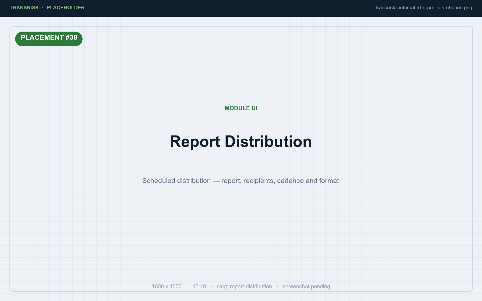 Scheduled distribution — report, recipients, cadence and format
