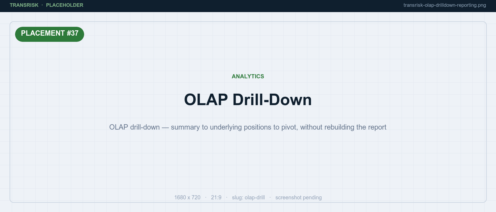 OLAP drill-down — summary to underlying positions to pivot, without rebuilding the report