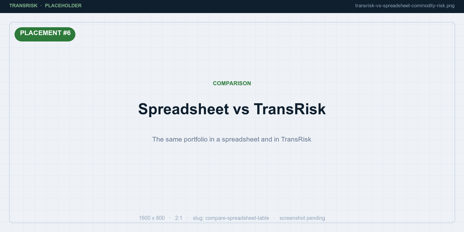 The same commodity portfolio maintained in a spreadsheet and in TransRisk